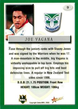 2000 Select #9 Joe Vagana Back
